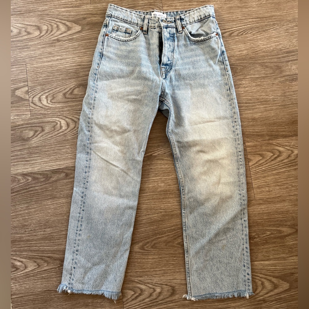 Zara Blue Relaxed High Rise Jeans with Soft Denim